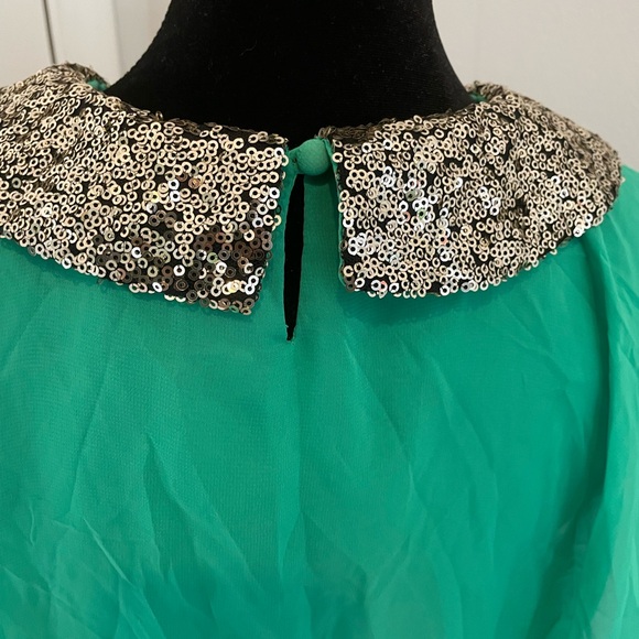 Vero Fashion green blouse with sequins size S - Picture 5 of 9